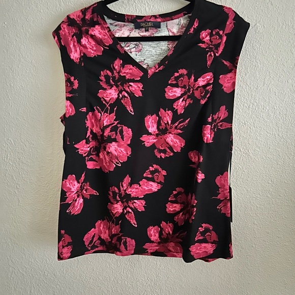 2/$30 NWT Rachel Roy V Neck Pink Flower Top Sleeveless V-Neck Floral Shell - Picture 5 of 7